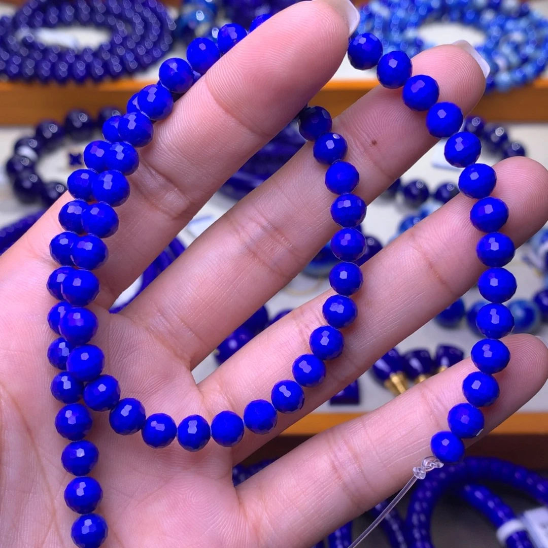 青金石未镶嵌手串6mm刻面半成品40公分