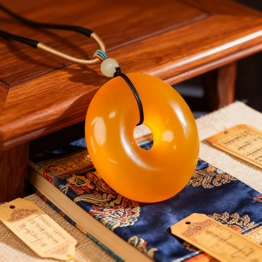 保真天然 黄玛瑙平安扣 MN304