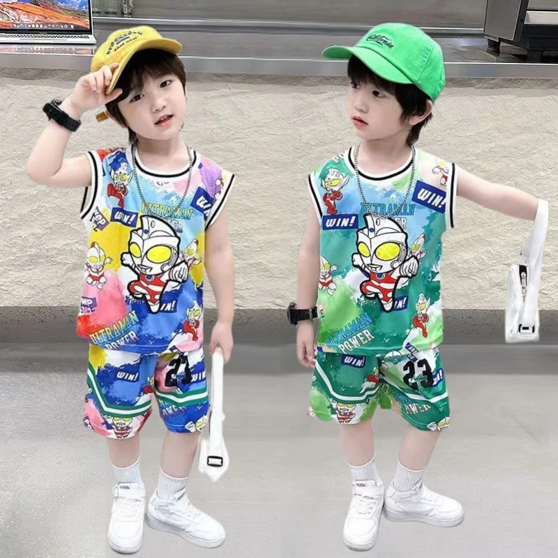 奥特曼男童套装中小童夏季新款宝宝背心夏装无袖短裤潮薄款两件套