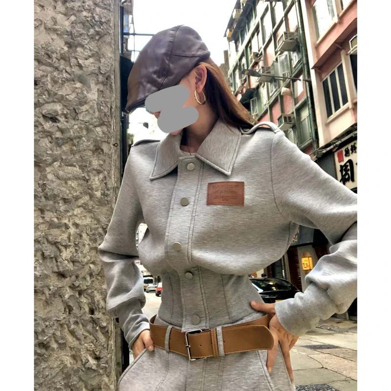 韩版时尚拼接纯色长袖外套女2025秋季新款休闲设计感洋气百搭上衣
