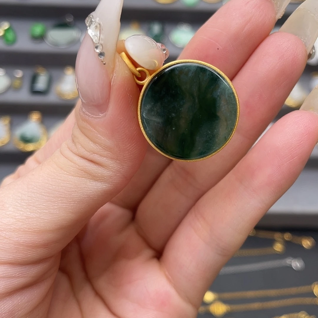 翡翠银S925镶嵌吊坠(不含链)