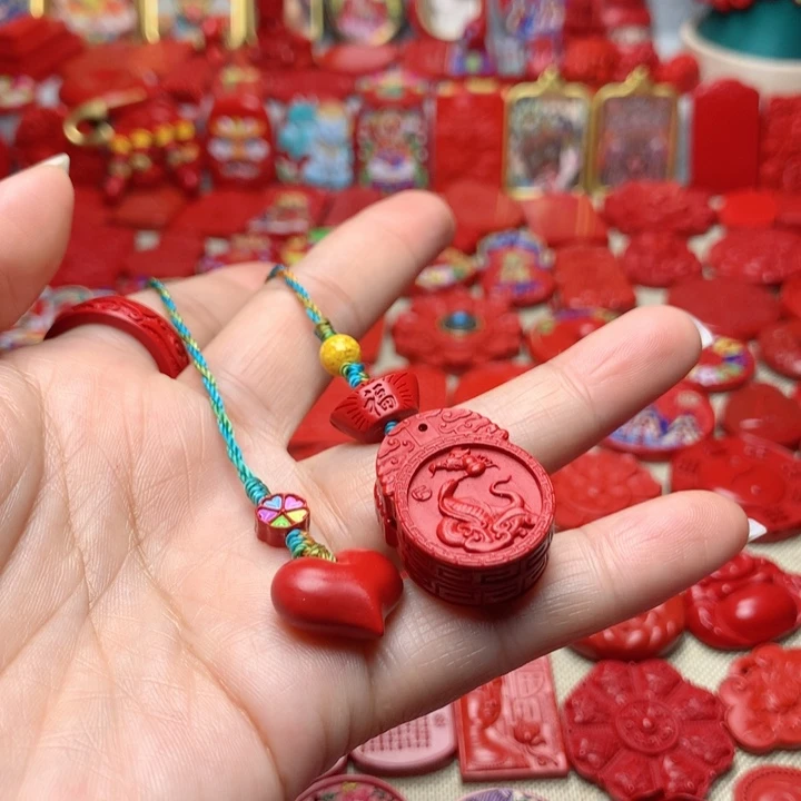 天然辰砂工艺品朱砂手机坠蛇