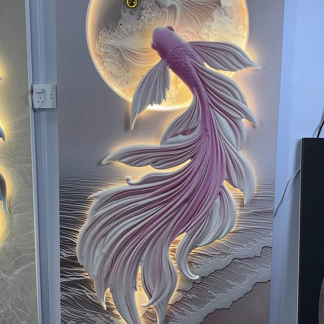 *****带灯款带灯款立体浮雕锦鲤鱼