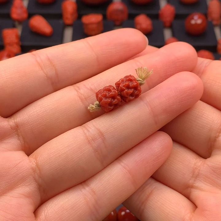 南红玛瑙未镶嵌吞噬对珠8.8MM