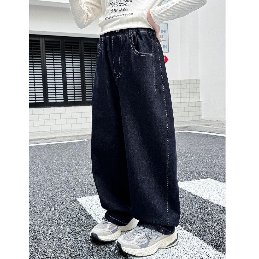 25KZ011女童秋装裤子2025新款女孩春秋款阔腿裤大童秋季牛仔裤