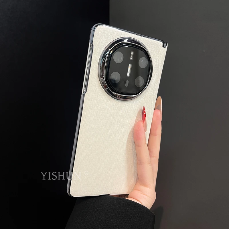 适用华为matex6折叠新款手机壳高端金丝银棉纹皮质折叠屏中轴全包