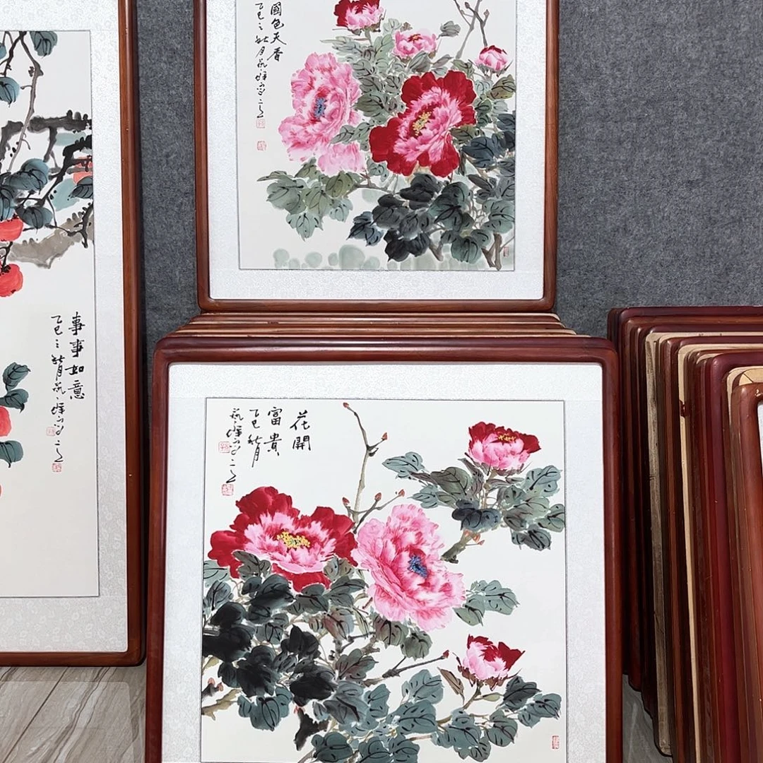 国画书画作品带框63×63