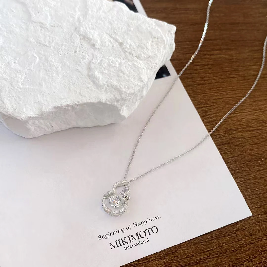 坠链均925银莫桑石 d7古丽古丽【葫芦银项链】小葫芦锁骨链00180