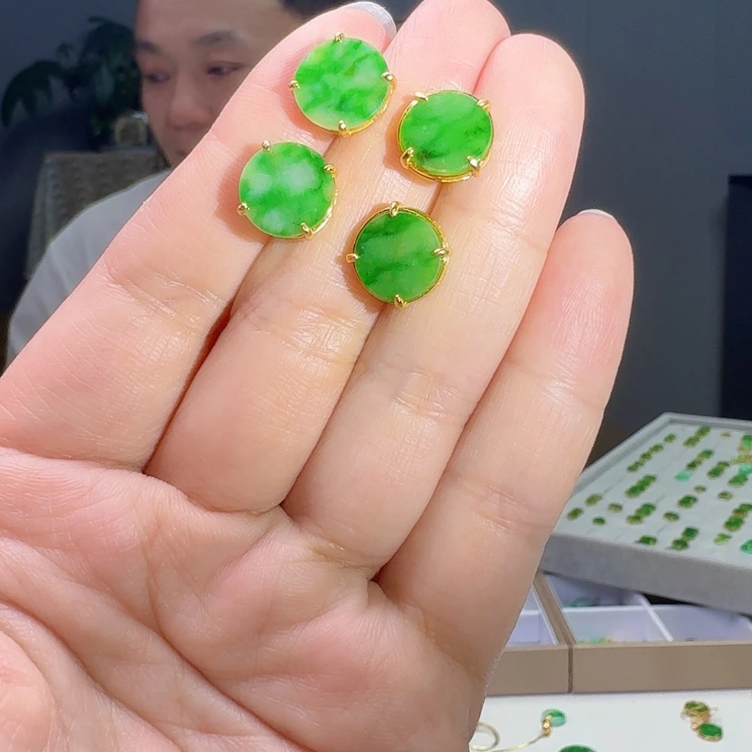 翡翠银S925镶嵌耳饰多样性发货其一