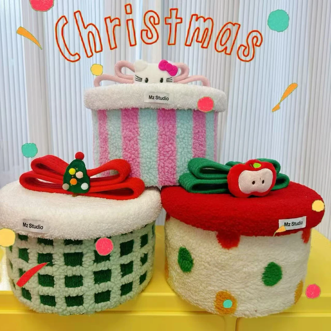 圣诞款礼物盒子带盖节日惊喜收纳桌面储物收纳筐