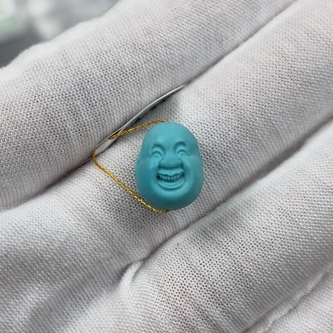 绿松石未镶嵌弥勒佛首编号33