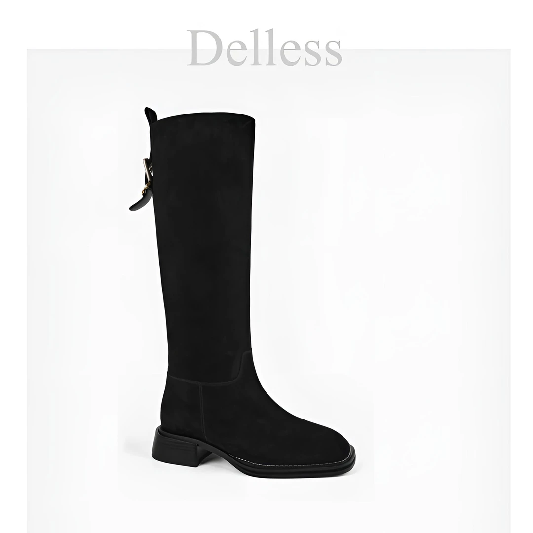 【Delless】时装靴骑士马丁靴长靴高筒靴弹力时尚简约大气5527