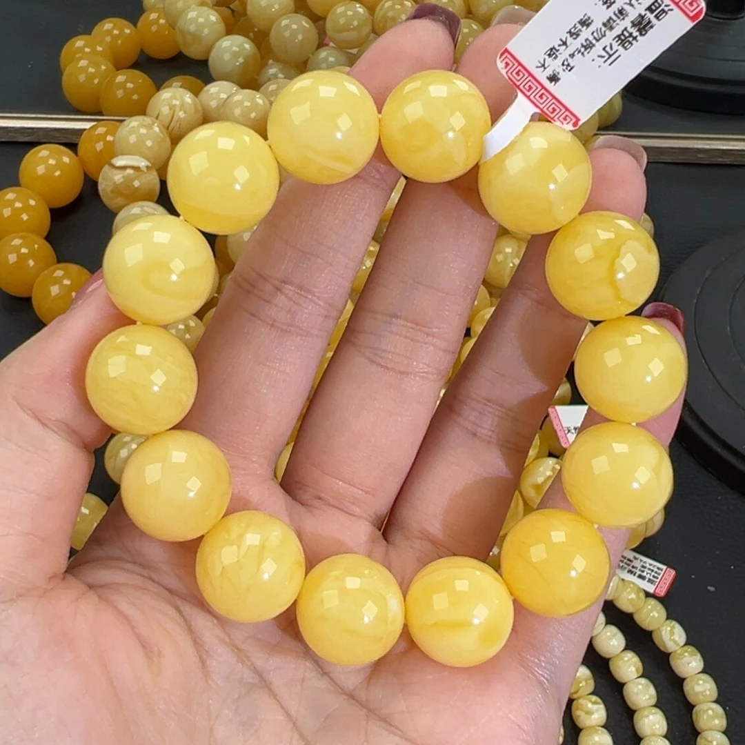 琥珀未镶嵌手链28.7黄白蜡