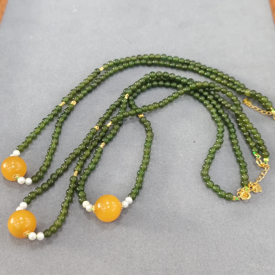 【书记甄选】天然原创和田玉项链 多样式发一件 约4mm AT3992