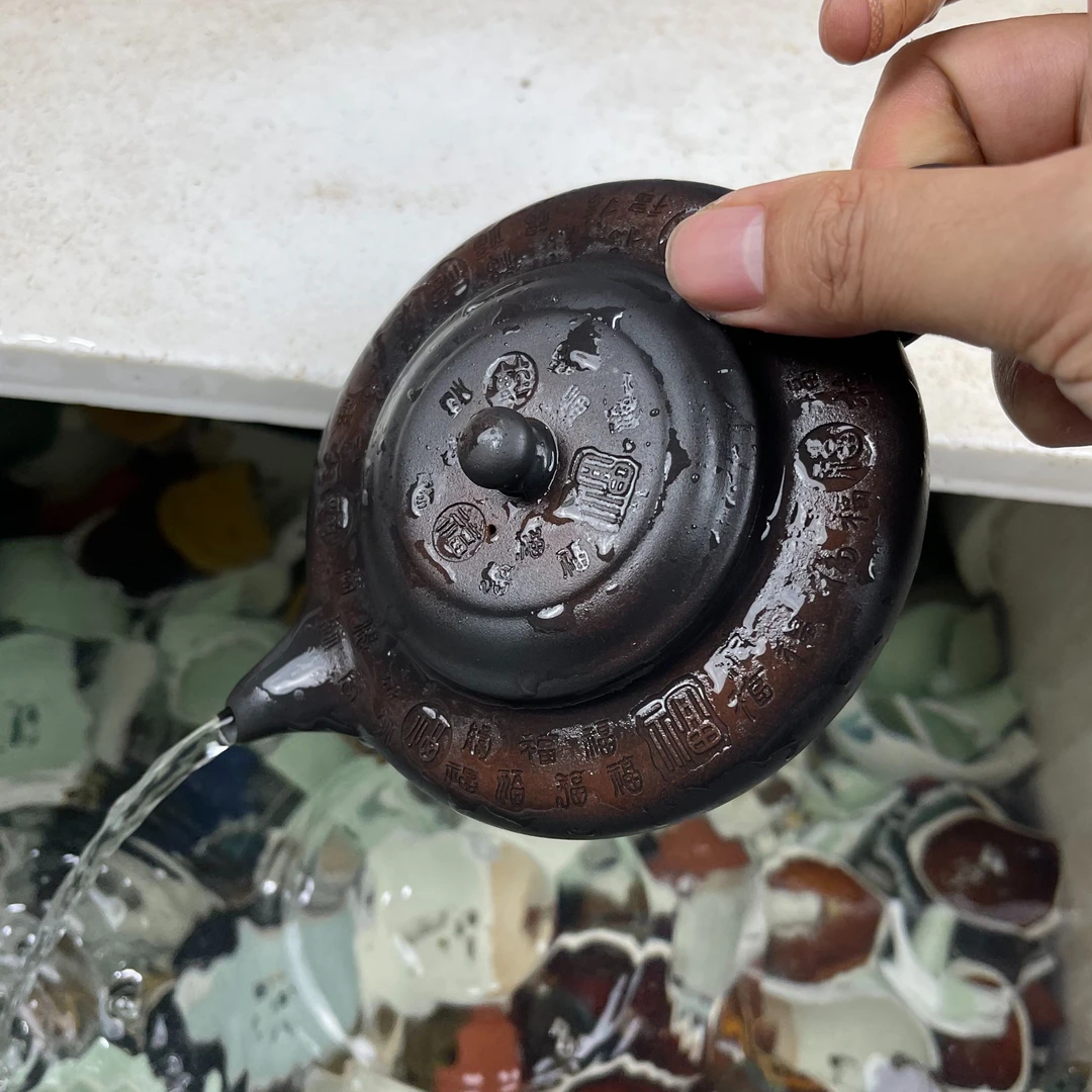 【闪购商品】百福虚柄紫陶壶B