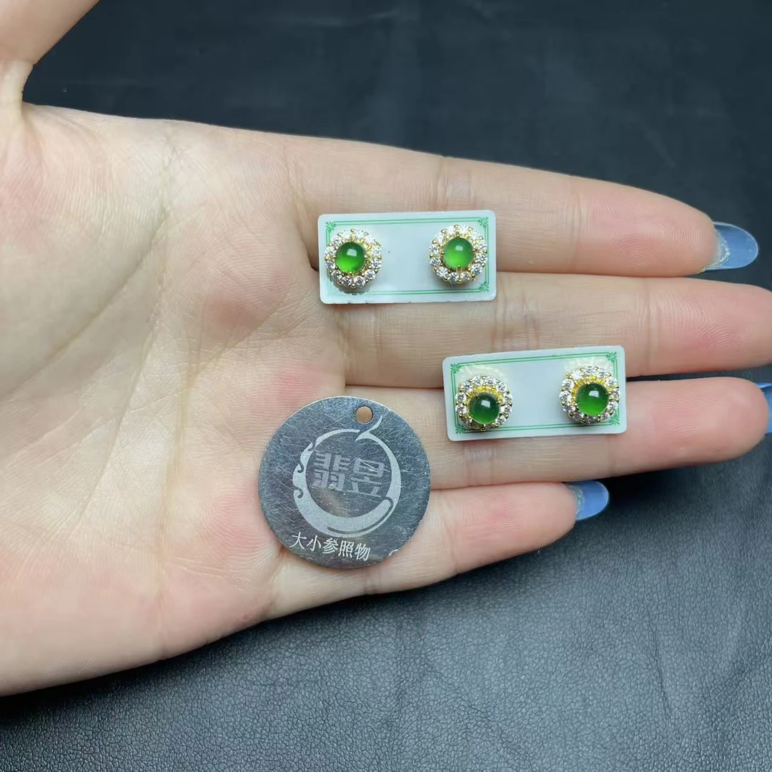 翡昱-N80-66502-天然A货翡翠耳饰-多样性发其一对-C