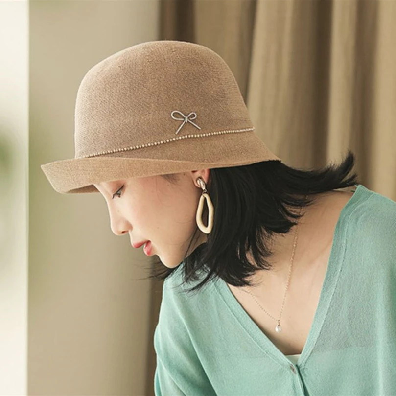简约小巧帽子女春夏秋妈妈日常百搭渔夫帽轻盈透气夏天可折叠凉帽