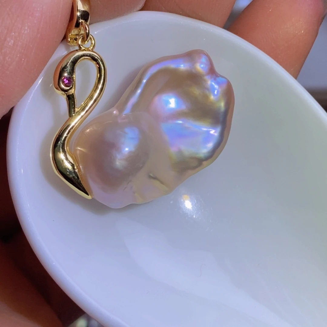 银S925镶嵌天然淡水珍珠淡水珍珠