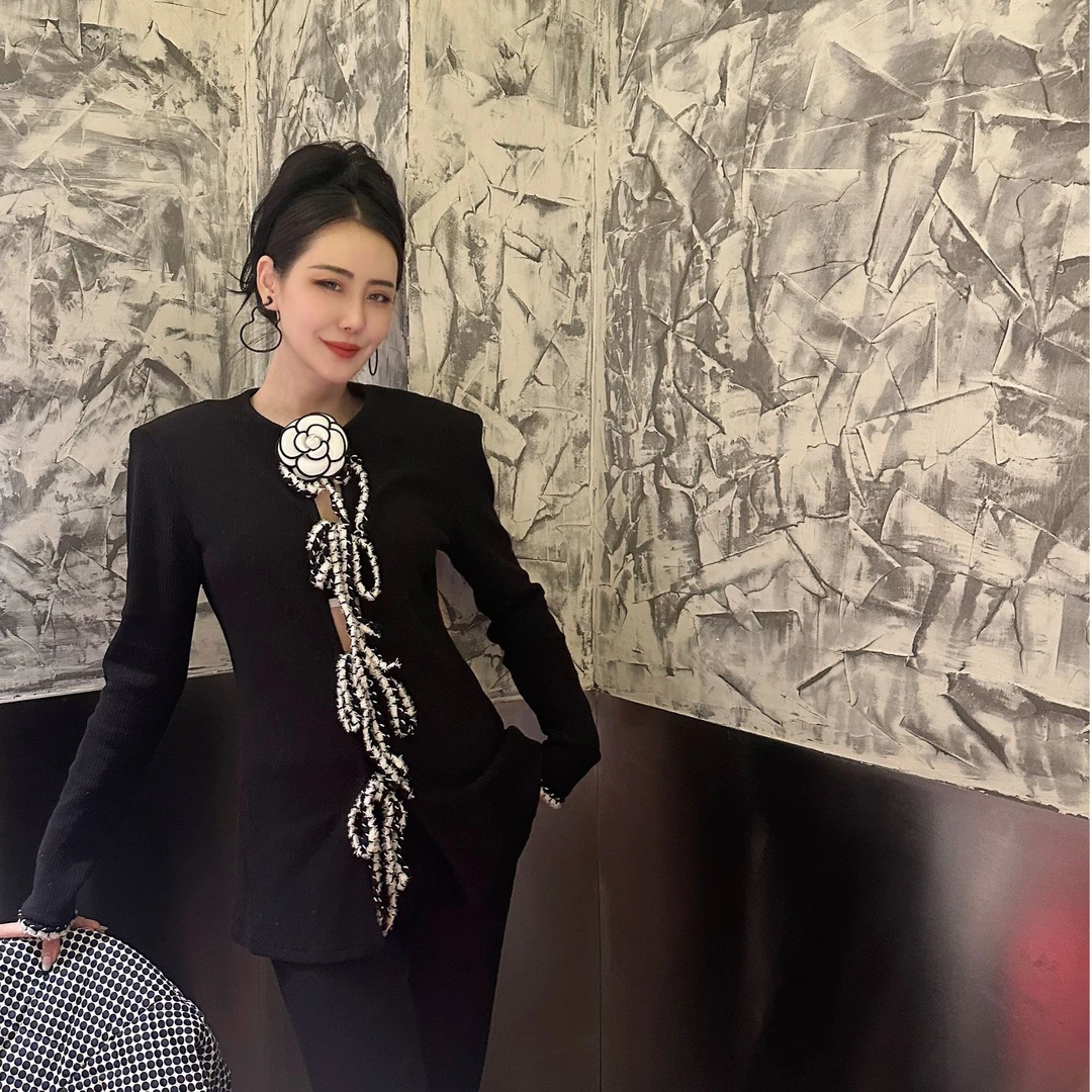 ALeftLeaf原创设计丝芙罗马磨毛撞色套装