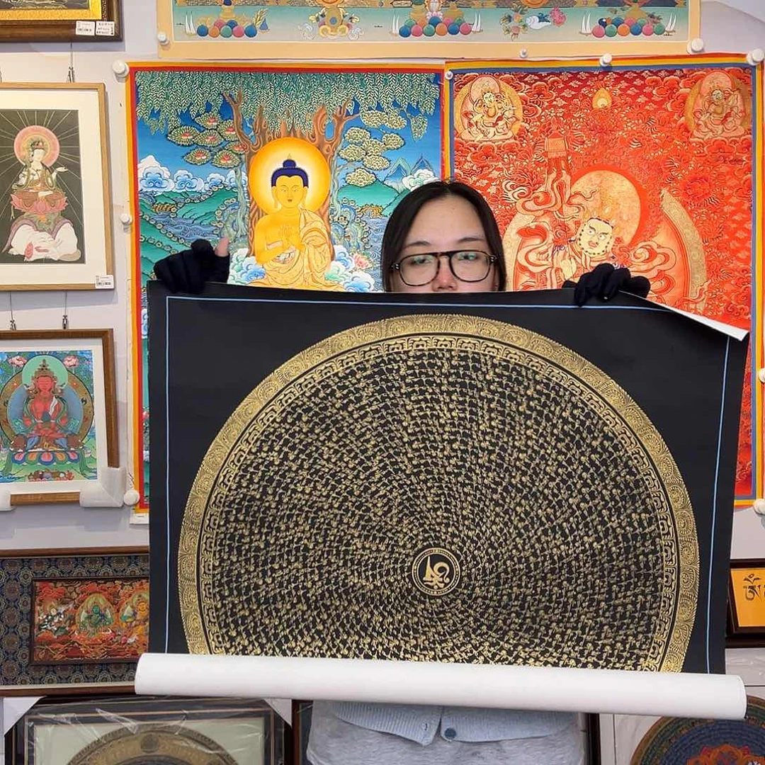 装裱画纯手绘唐卡70厘米左右六字真言