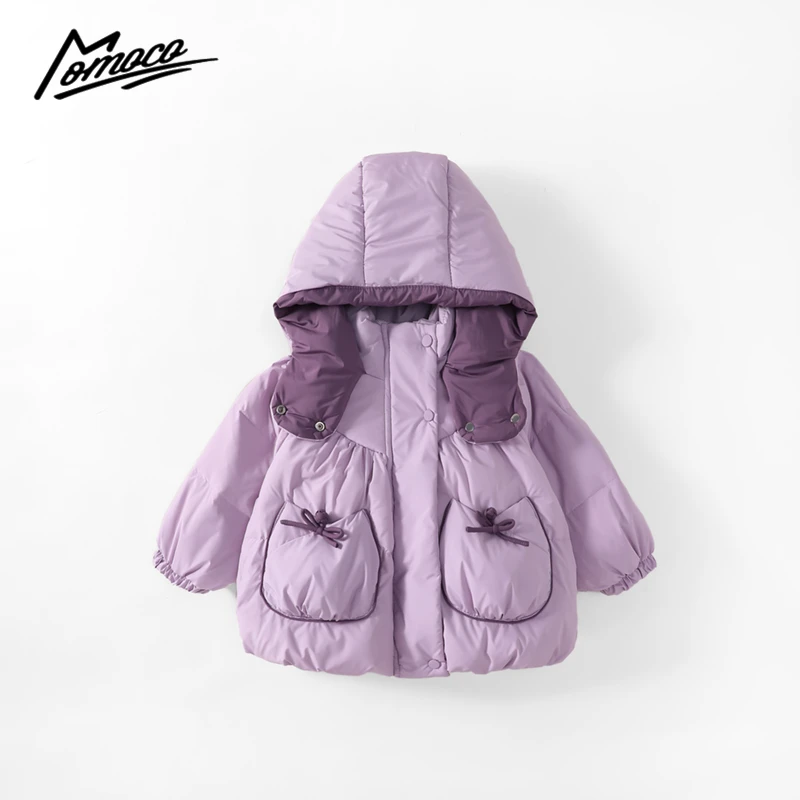 MOMOCO冬季新款女童时尚纯色小蝴蝶结外套轻薄羽绒服75830102034