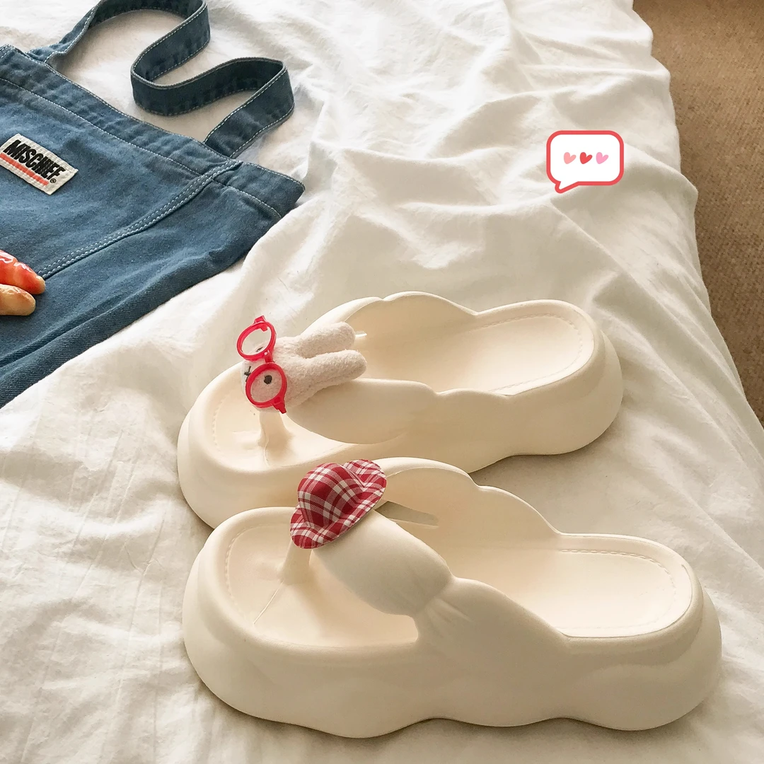 可爱米菲兔厚底6cm人字拖外穿防滑夹脚沙滩增高凉拖鞋女