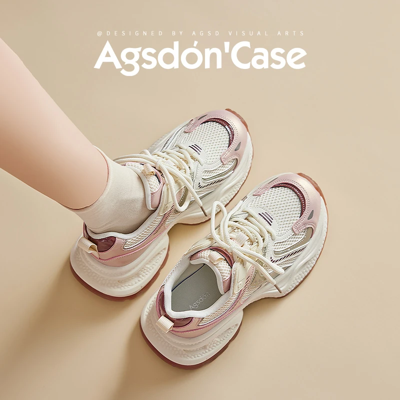 /老爹鞋女款2025新款夏季超火厚底网面透气增高休闲显脚小运动鞋Q