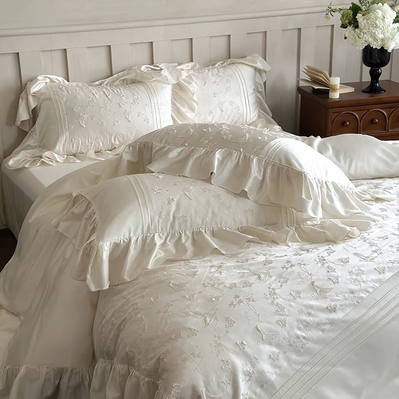 百织贡缎级 立体刺绣天丝棉四件套-花芷蝶