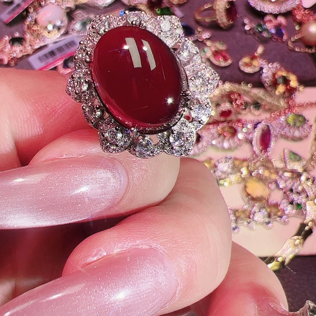 石榴石（芬达石）戒指银S925镶嵌