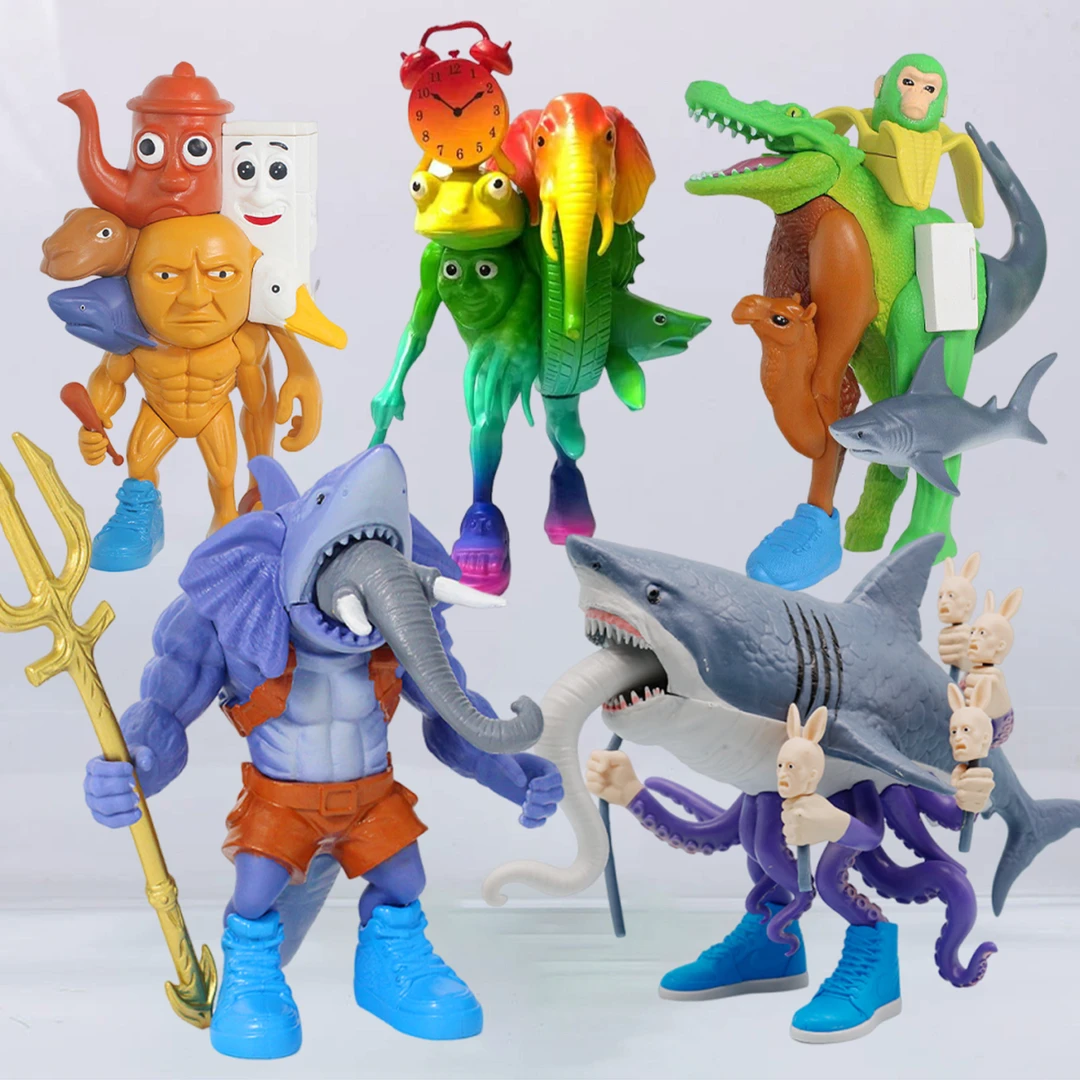 穿鞋鲨鱼升级融合版手办冰箱骆驼变异版登场山海经新款合体玩具
