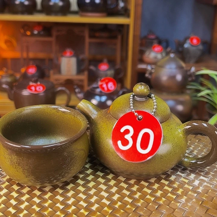 蛟龙精品柴烧小品梨形壶80毫升一壶一杯