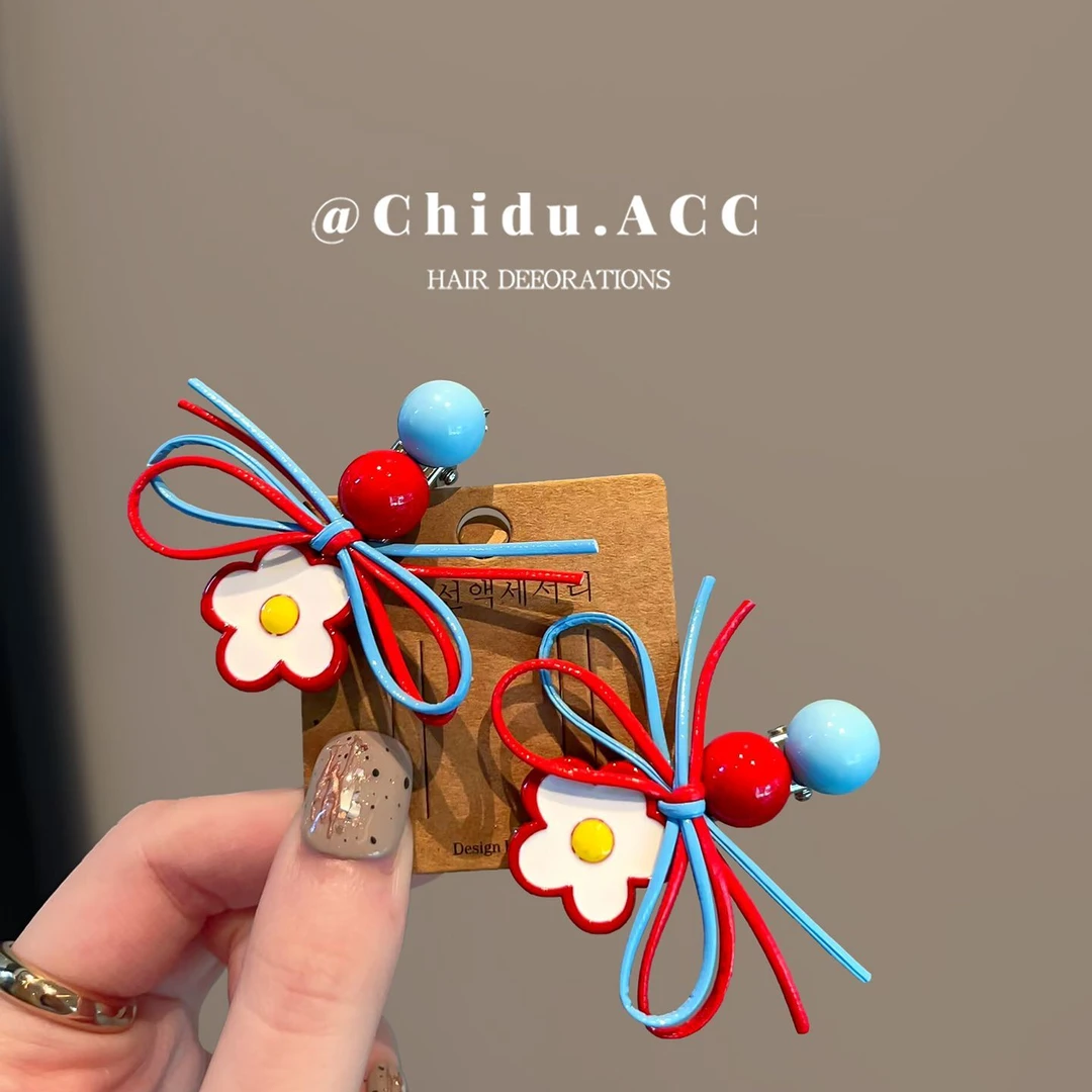 韩国东大门爆款甜美花朵蝴蝶结发夹刘海夹小女孩扎发碎发夹发饰