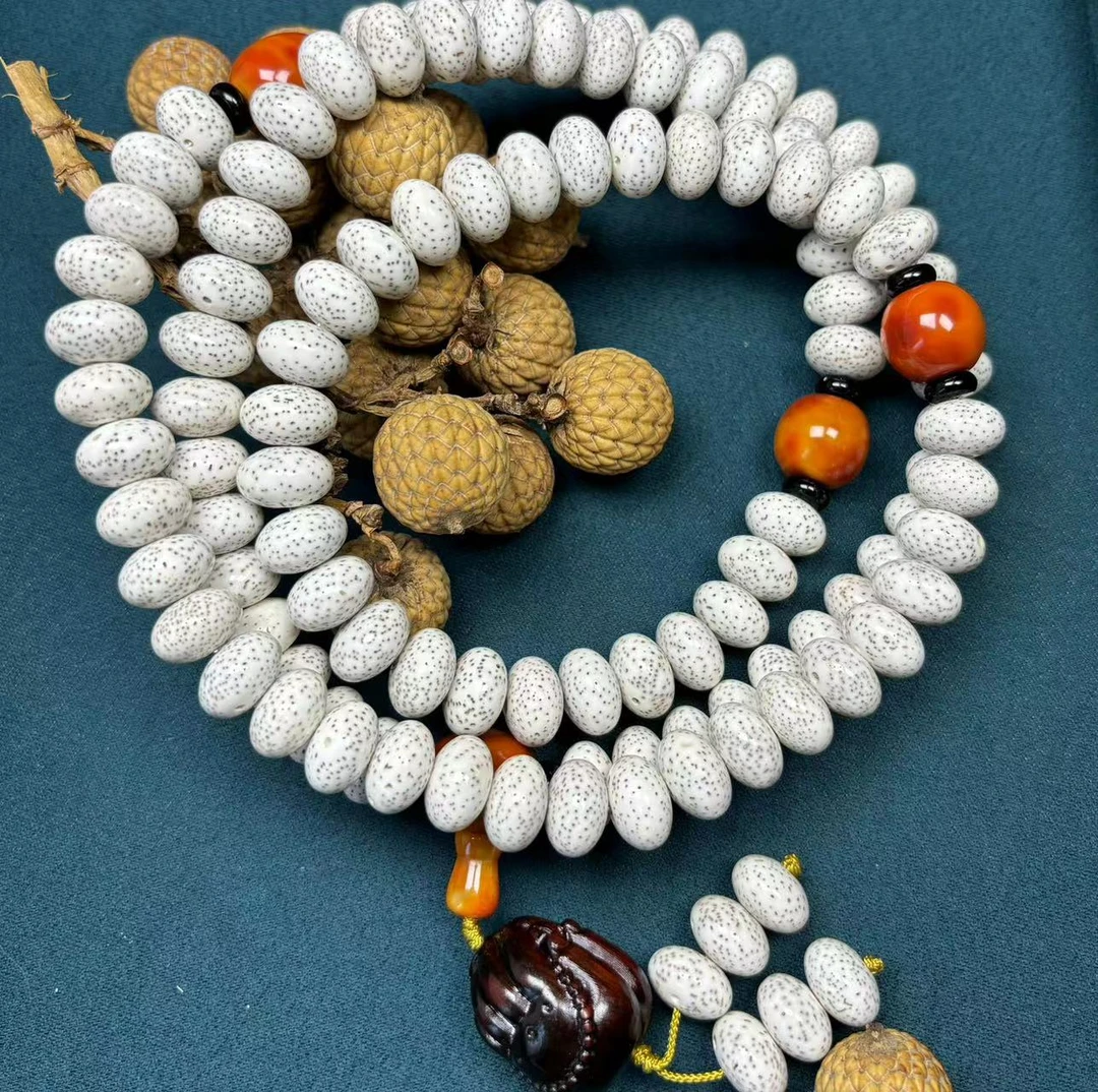 海南星月菩提脱脂顺白玄月精品算盘珠108颗高密高抛念珠佛珠文玩