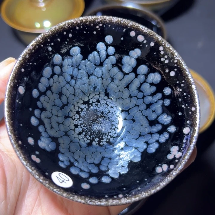 茶盏电烧作品黑底银滴