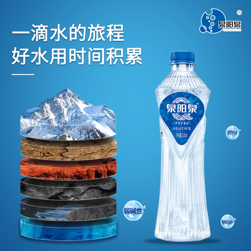 泉阳泉长白山天然8°℃冷矿泉弱碱性饮用水520ml*24瓶整箱轻奢水