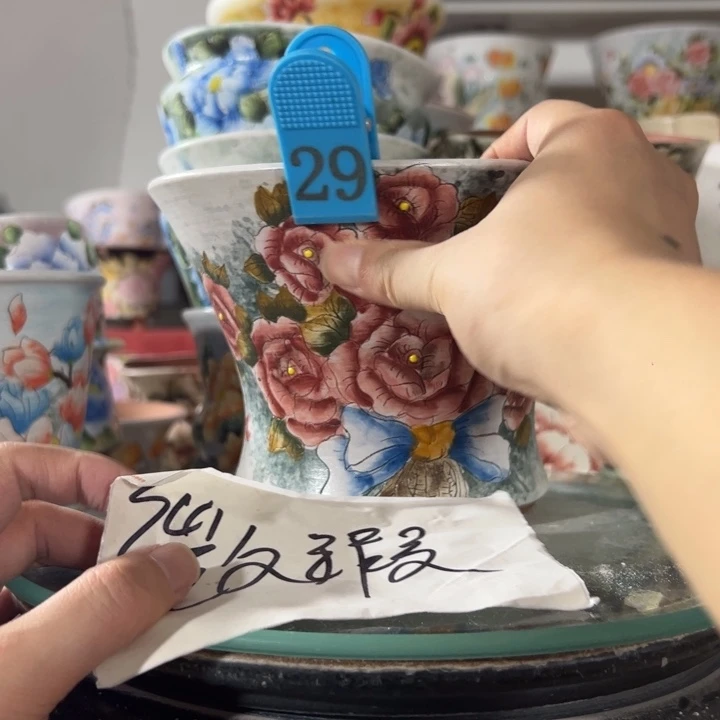 景德镇手绘花盆满38包邮偏远地区除外