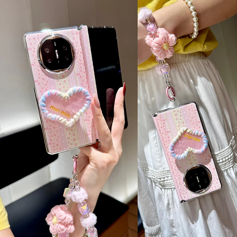 适用华为matex6手机壳折叠屏中轴新款x5典藏版x3创意花朵支架女款