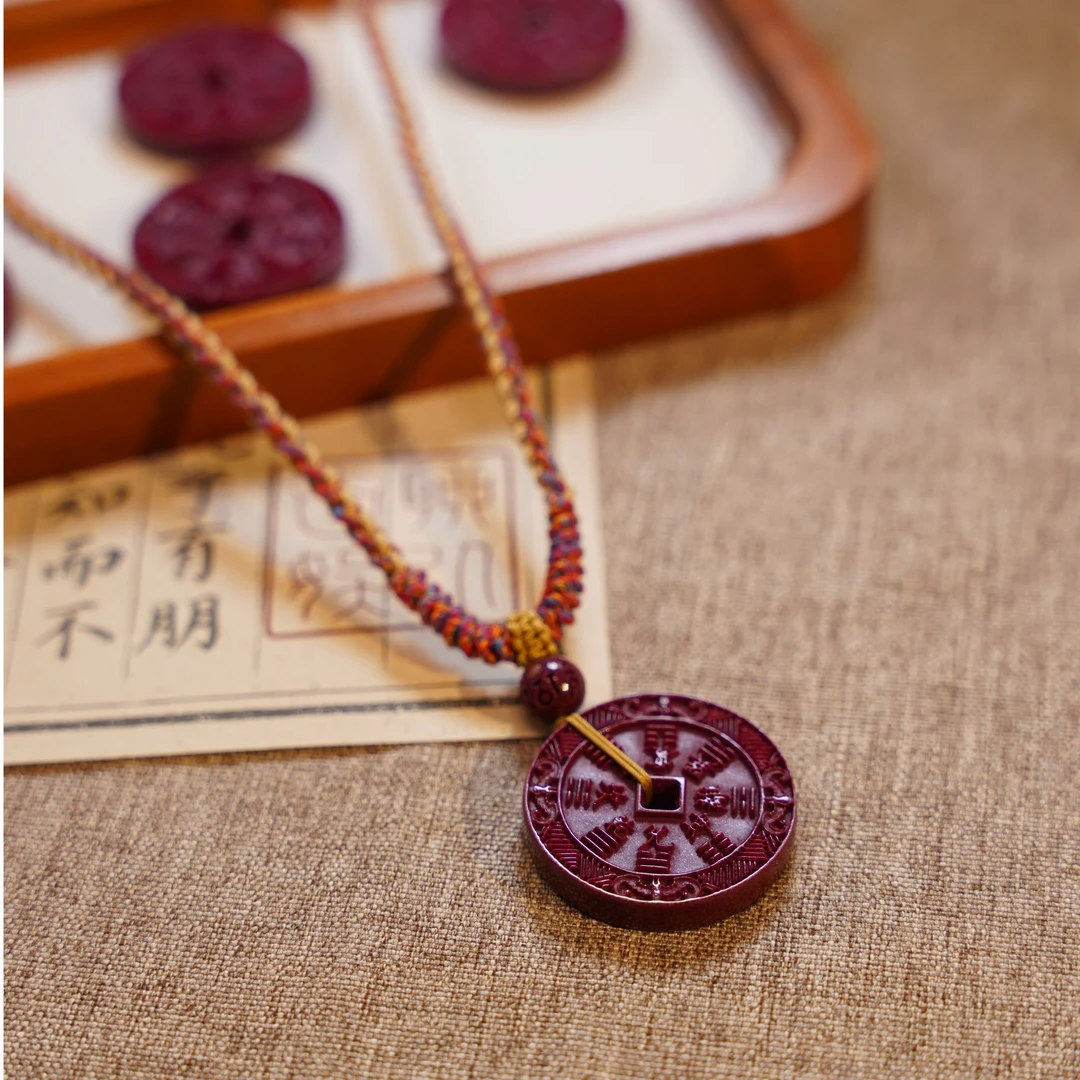 天然辰砂【多多】原创保真紫金砂《山鬼花钱》挂坠男女可戴时尚大气