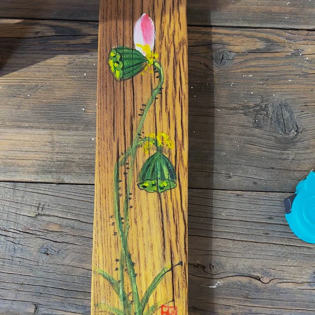 风化老门板丙烯画