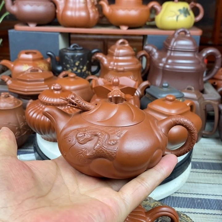 茶壶紫砂鱼化龙200-260cc原矿朱泥特价