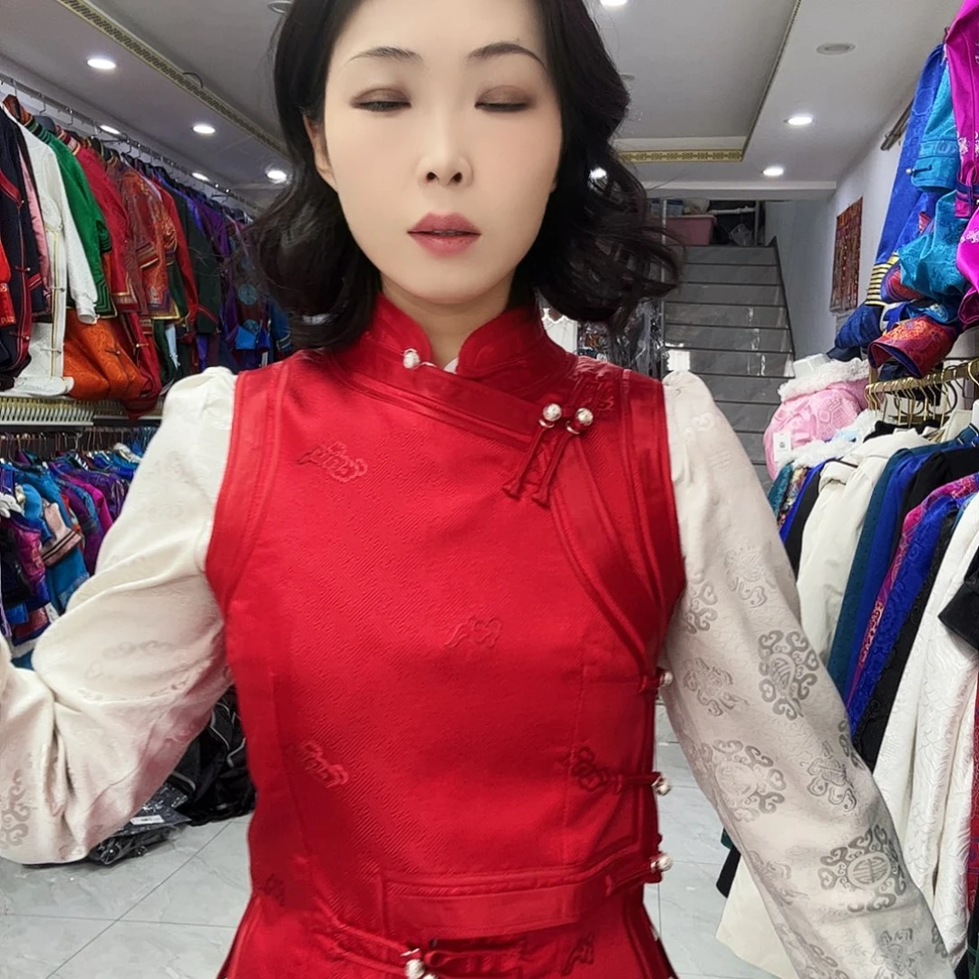 立领红色马夹女士 xl