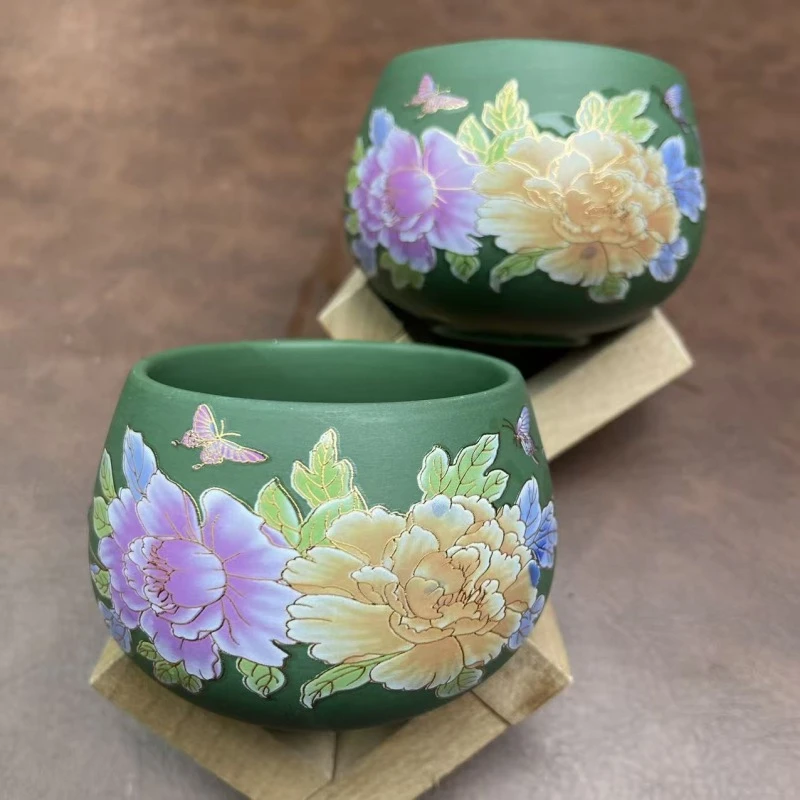 高端变色富贵花开（绿）对杯