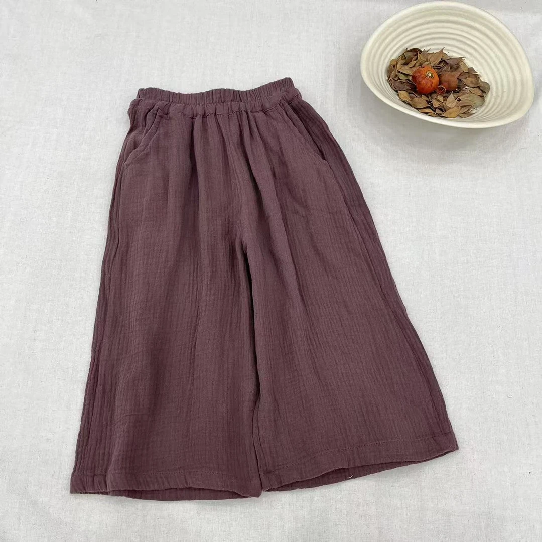 〖姐姐家〗2025夏款儿童萌娃穿搭棉麻休闲阔腿裤j3566