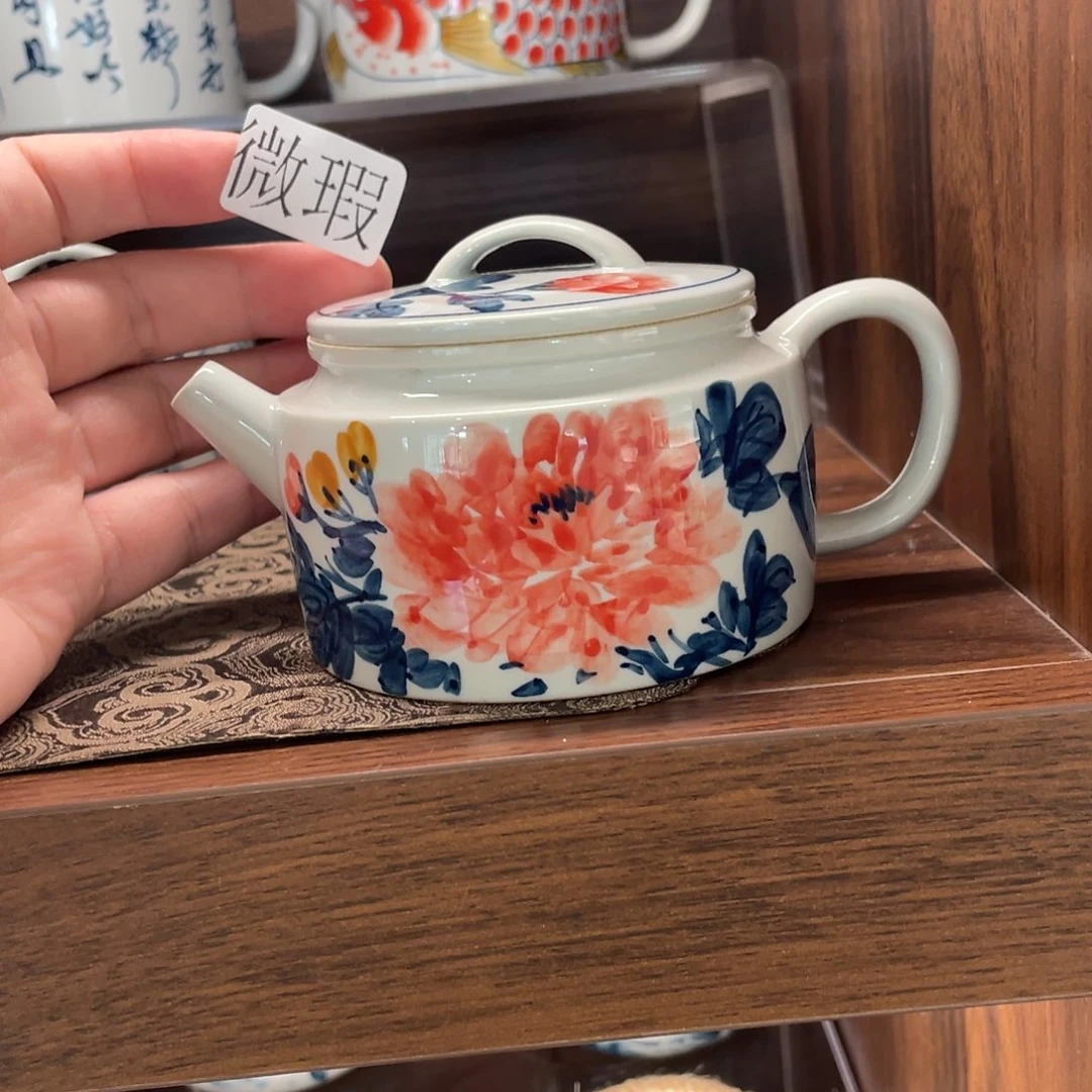 釉下手绘茶具微瑕