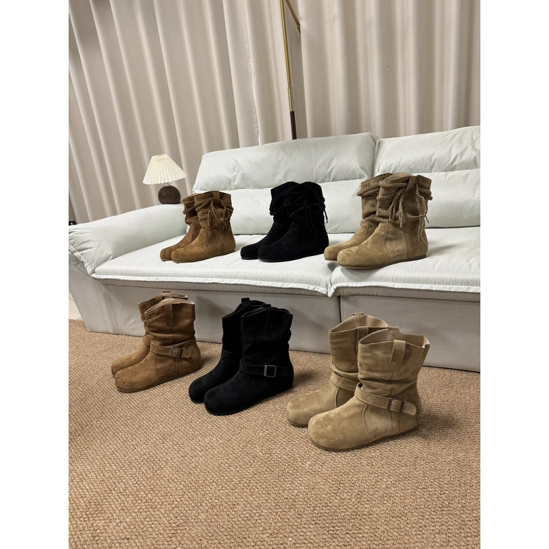 [Findme大码女鞋41-42]秋日晴空～圆头超软平底褶皱堆堆勃肯靴