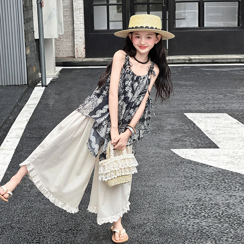 女童夏装吊带套装2025夏季新款儿童超好看洋气背心女孩韩版两件套