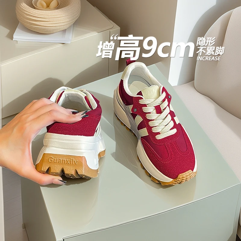 爆款老爹鞋不累脚时尚休闲鞋女春秋内增高阿甘鞋户外爬山运动鞋