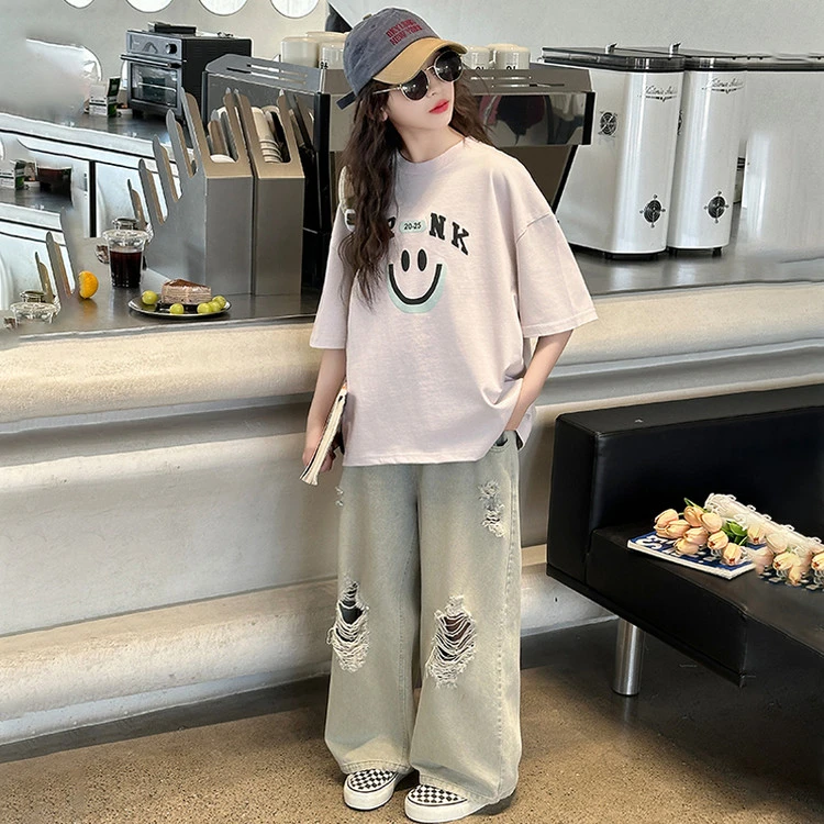 大女童青少年12 - 16岁初中女装2025款时尚女童夏季潮流套装洋气