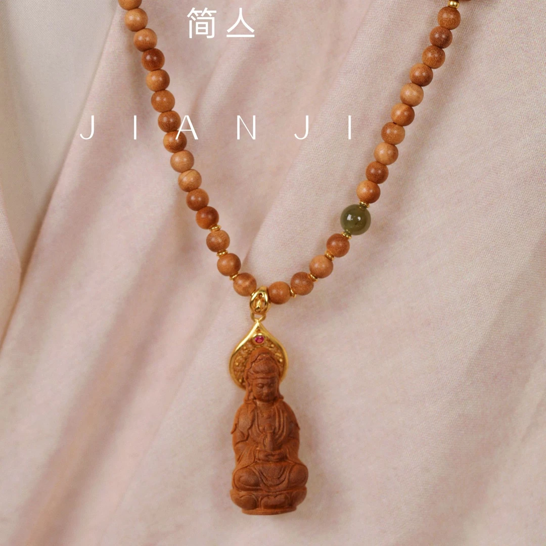 TS015 观自 在老山檀观音+横纹链
