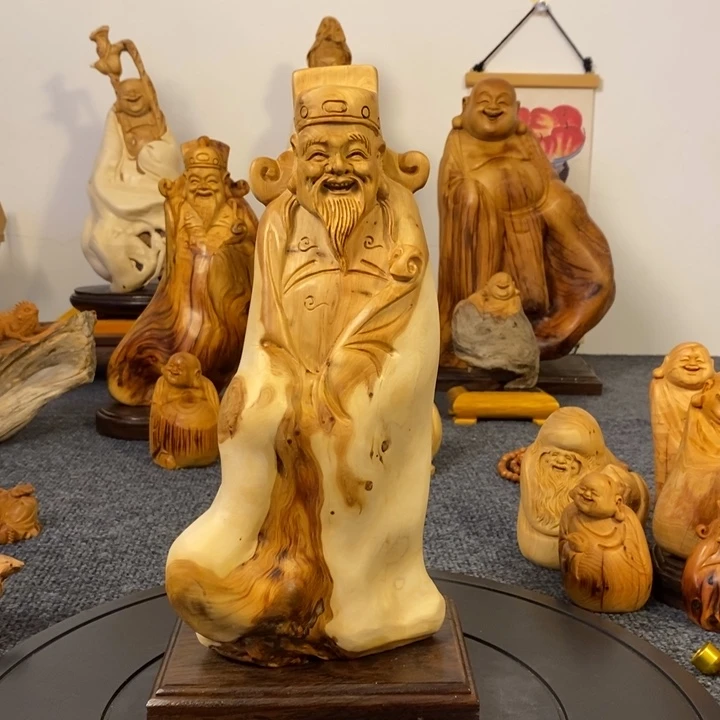 柏木（崖柏）太行崖柏财神爷摆件根雕工艺品